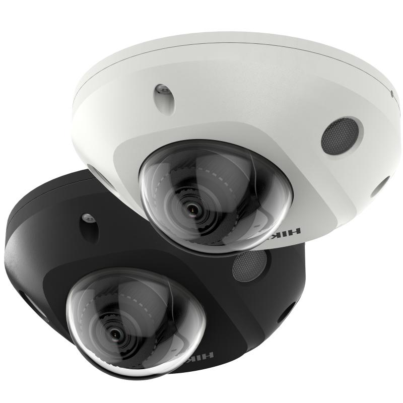 Hikvision DS-2CD2546G2-IS 4 MP AcuSense EXIR fixed mini dome camera in white and black